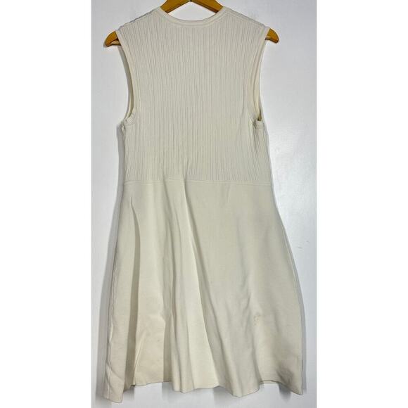 Sandro Delna Dress Rib Knit Sleeveless Button Front Mini A-Line Ecru White 10 - Picture 12 of 12